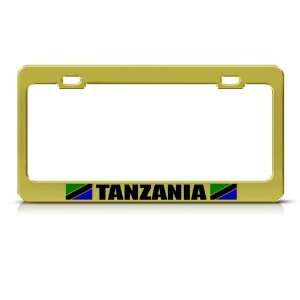 Tanzania Flag Gold Country Metal license plate frame Tag Holder