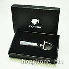COHIBA Cigar Punch Cutter Stainless Steel Key Chain Ring Silver Box 
