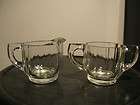 clear pressed glass creamer and sugar ribbed vintage expedited 