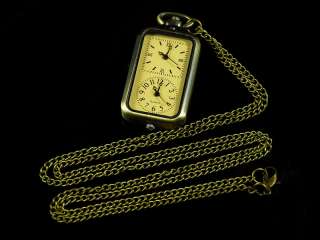 J103 Vintage Brass Tone Double movement Pocket Watch  
