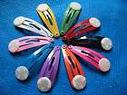 40 Snap Hair Glitter Clips w/Pad 30mm Girls Bow 10 Colors S002