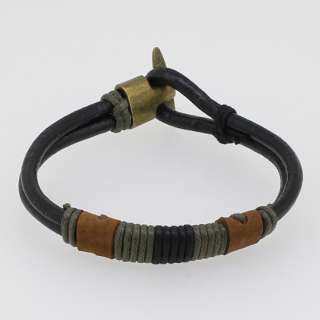 Vintage Surfer Leather Hemp Wristband Cuff Bracelet  