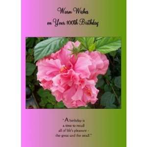  Happy 100th Birthday Card With Pink Hibiscus Health 