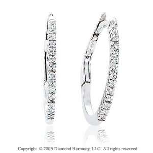  14k White Gold Snap Back .20 Carat Diamond Hoop Earrings Jewelry