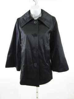 TAHARI Black Satin Button Front Jacket Coat XS  