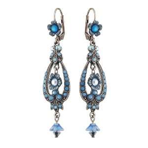 Michal Negrin Beautiful Silver Plated Dangle Earrings Decorated with 