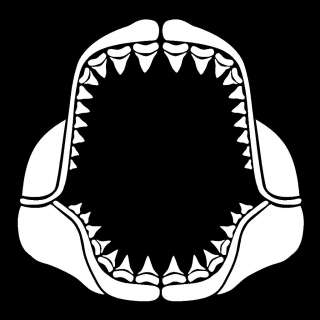 Megalodon Shark Jaw 5 Year White Vinyl Decal Sharp Meg Window Vehicle 