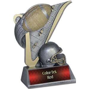 Custom Football Victory Resin Trophies RED COLOR TEK PLATE 4.5 