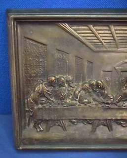 Vtg Antique Bronze Plaque The Last Supper c.1890 Wow  