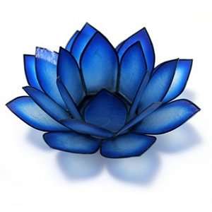  Lotus Tea Light Holder   Blue Lagoon
