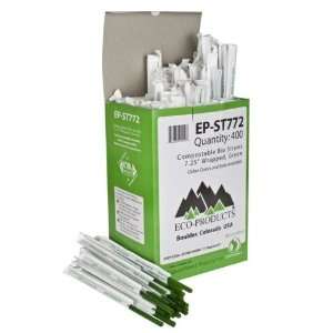  7¾ Green Compostable Straw, Wrapped, 400 units per pack 