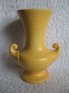 Vintage Antique Mustard Yellow Vase Urn Aladdin Handles  