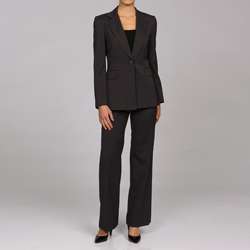 Tahari ASL Womens Grey Single button Pant Suit  