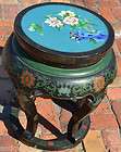 CHINESE GARDEN SEAT WITH CHINOISERIE PAINTED BASE AND CLOISONNE TOP 