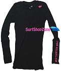   Womens Black Fox Racing Thermal T Shirt Pink Foxhead Logo XS,S,M,L,XL