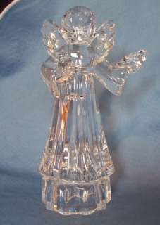 LEAD CRYSTAL GLASS ANGEL HOLDING BIRDS LARGE  