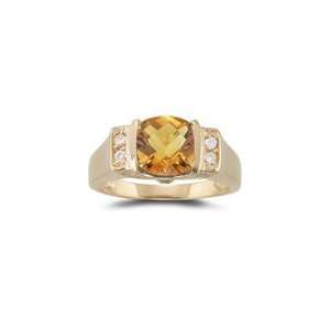  0.32 Ct Diamond & 1.59 Cts Citrine Ring in 14K Yellow Gold 