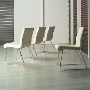 Creative Images C5075 White Chairs Set Dining Chair, Chrome (4  