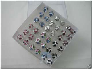 WHOLESALE LOT COLOR DICE CRYSTAL SILVER EARRINGS STUDS  