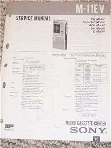 Sony M 11EV Micro Cassette Corder Player Service Manual  