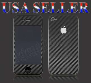 Carbon Fiber (Black) Full Body Skin Wrap For iPhone 4  