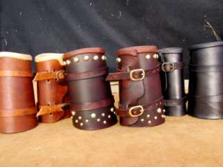 HANDCRAFTED CUSTOM BLACK LEATHER BRACERS WOMENS  