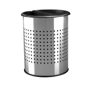 Stainless Steel Dual Sided Office Recycling Trash Can Wastebasket 
