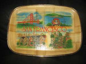 Vintage Wood Tray San Francisco Lombard St Cable Car  