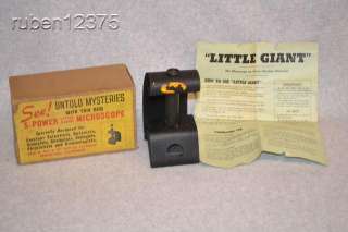 Vintage Little Giant 5 power Microscope w/Original Box & Instructions 