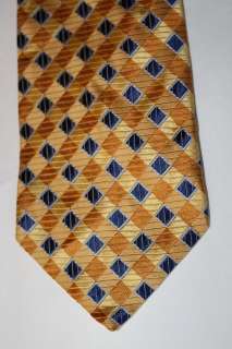 SAXONY COLLECTION MENS SILK TIE GOLD YELLOW BLUE #944  