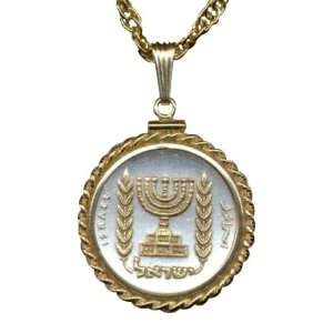 on Sterling Silver World Coin Necklaces in Gold Filled Bezels   Israel 