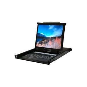 19in Black 1U Rackmount 8 Port KVM Console LCD USB and PS/2  