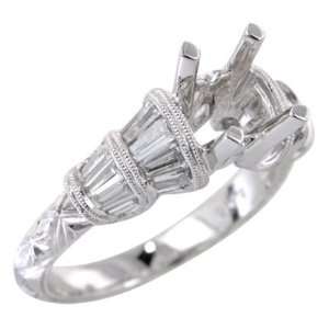   Diamond Antique Style Engagement Ring Setting 18k White Gold Jewelry