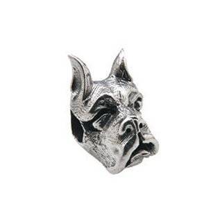 Boxer Dog Charm in White Gold