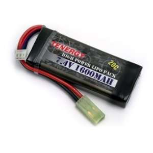 Tenergy 7.4v 1600 mAh 20C LiPo Airsoft Battery  Sports 