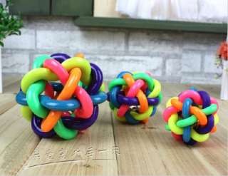 Pet Dog Cat Rainbow Color Rubber Bell Ball Toy 3 Size  