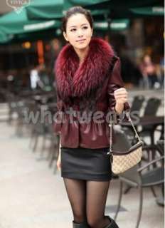   Luxury Mink Fur Collar Winter Coat/Jacket 3 Color Black P15  