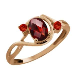   Genuine Checkerboard Red Garnet Gemstone 18k Rose Gold Ring Jewelry
