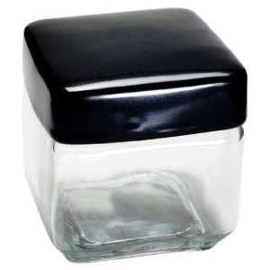   24 Ounce Glass Canister with Black Ceramic Lid, Square