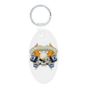  Aluminum Oval Keychain Live Fast Die Young Skull 