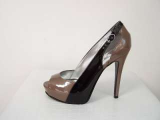 NWT New GUESS Black Taupe BLAKELY Natural Patent Platform Pumps ALL 