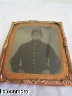 1800s CIVIL WAR SOLDER TINTYPE PHOTOGRAPH COPPER WRAPPED FRAME  