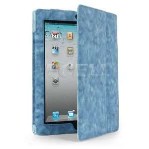 Ecell   BLUE CORDUROY LEATHER FOLIO CASE & STAND FOR iPAD 