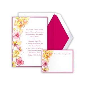  Hot Pink Border Watercolor Flower wedding Invitation 