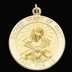  14k Mary of Sacred Heart Medal 12mm/14kt yellow gold 