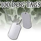 100 New Blank Dog Tags 304 Stainless Steel Shiny Finish Silver Jewelry 