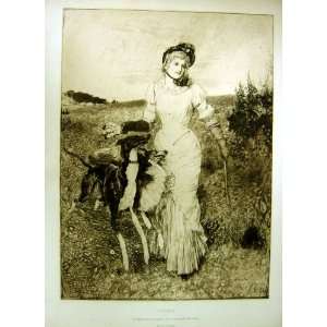    1893 ART JOURNAL PORTRAIT FLORA COUNTRY HOUND DOGS