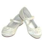 IM Link Toddler Girls Satin Cream Mary Jane Velcro Ruffle Shoes Size 5