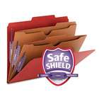   Folders, Two Pocket Dividers, Letter, Six Section, Bright Red, 10/Box