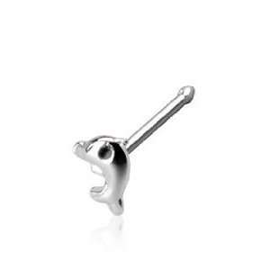   Sterling Silver Nose Ring Stud with 3mm Dolphin Top 